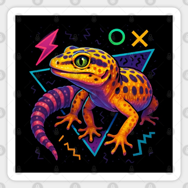 Retro Neon Super Giant Leopard Gecko Sticker by Reptiq's Store